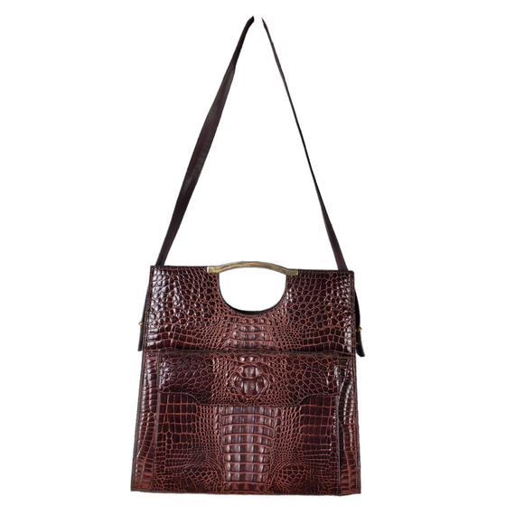 Unbranded Handbags - Italian Women Purse Ligator Piero Agustis Leather Tote Shoulder Bag 12" Tall